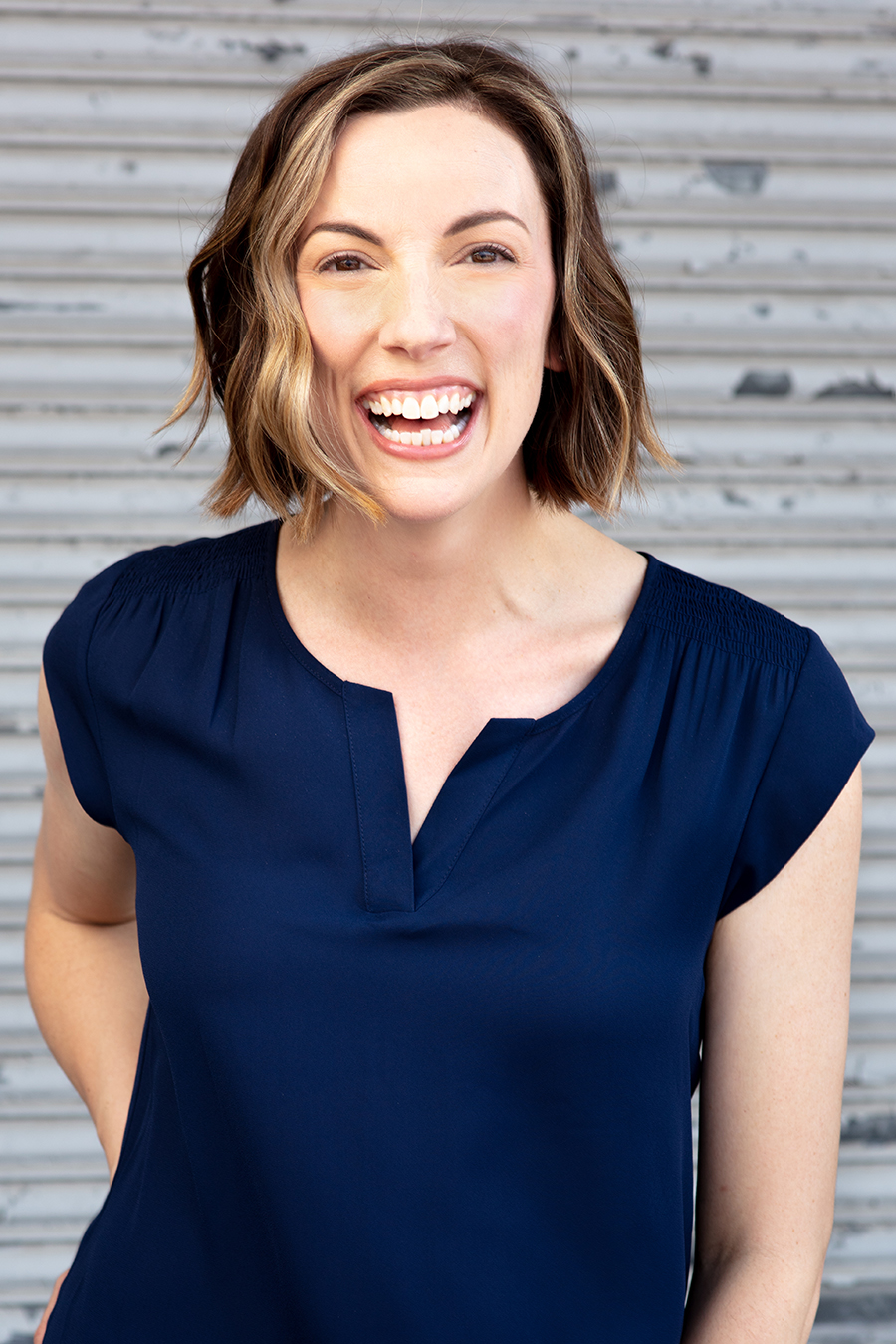 Laughing headshot for comic actress. Gerard Harrison, Houston headshot photographer.